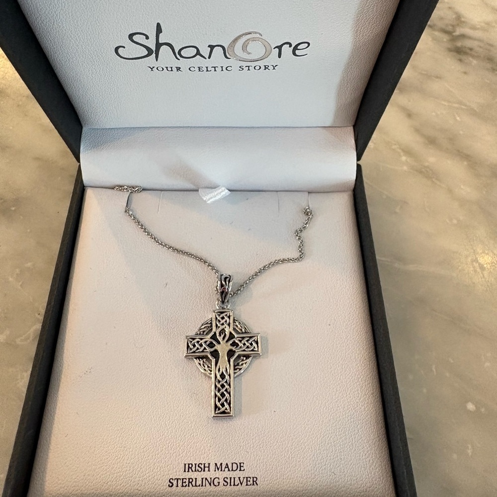 Shanore Sterling Silver Celtic Cross Necklace New in Box 925 Sterling Silver